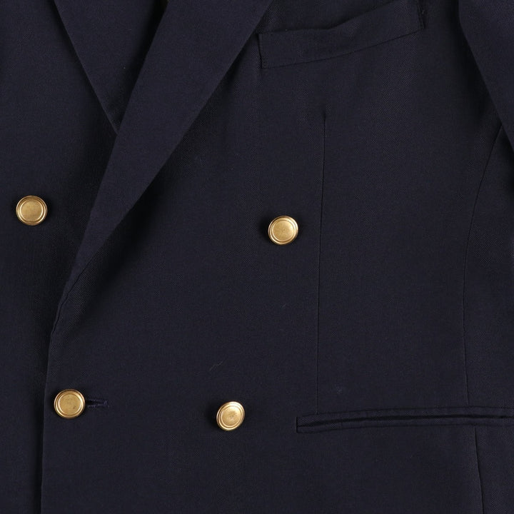 Hunting Horn Peak Lapel Double-Breasted Navy Blazer Tailored Jacket, Made in USA, Men's Size M unclear navy blue type Vintage Second Hand