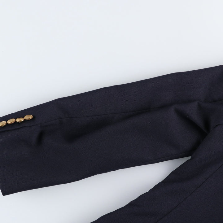 Hunting Horn Peak Lapel Double-Breasted Navy Blazer Tailored Jacket, Made in USA, Men's Size M unclear navy blue type Vintage Second Hand