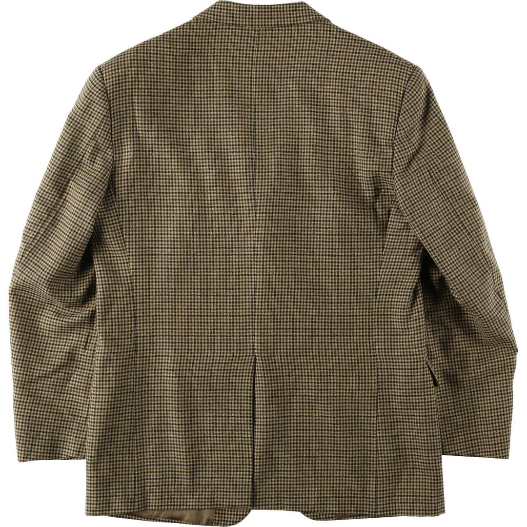 Harry Blood Check Pattern Wool Tailored Jacket, Made in Italy, Men's Size M (approx.) wool Beige type Vintage Second Hand