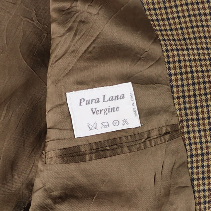 Harry Blood Check Pattern Wool Tailored Jacket, Made in Italy, Men's Size M (approx.) wool Beige type Vintage Second Hand