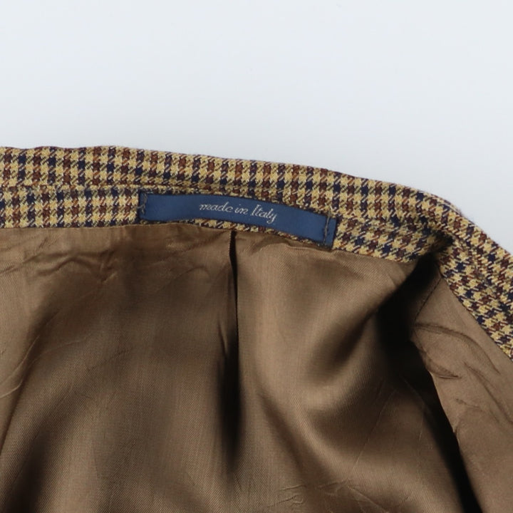 Harry Blood Check Pattern Wool Tailored Jacket, Made in Italy, Men's Size M (approx.) wool Beige type Vintage Second Hand