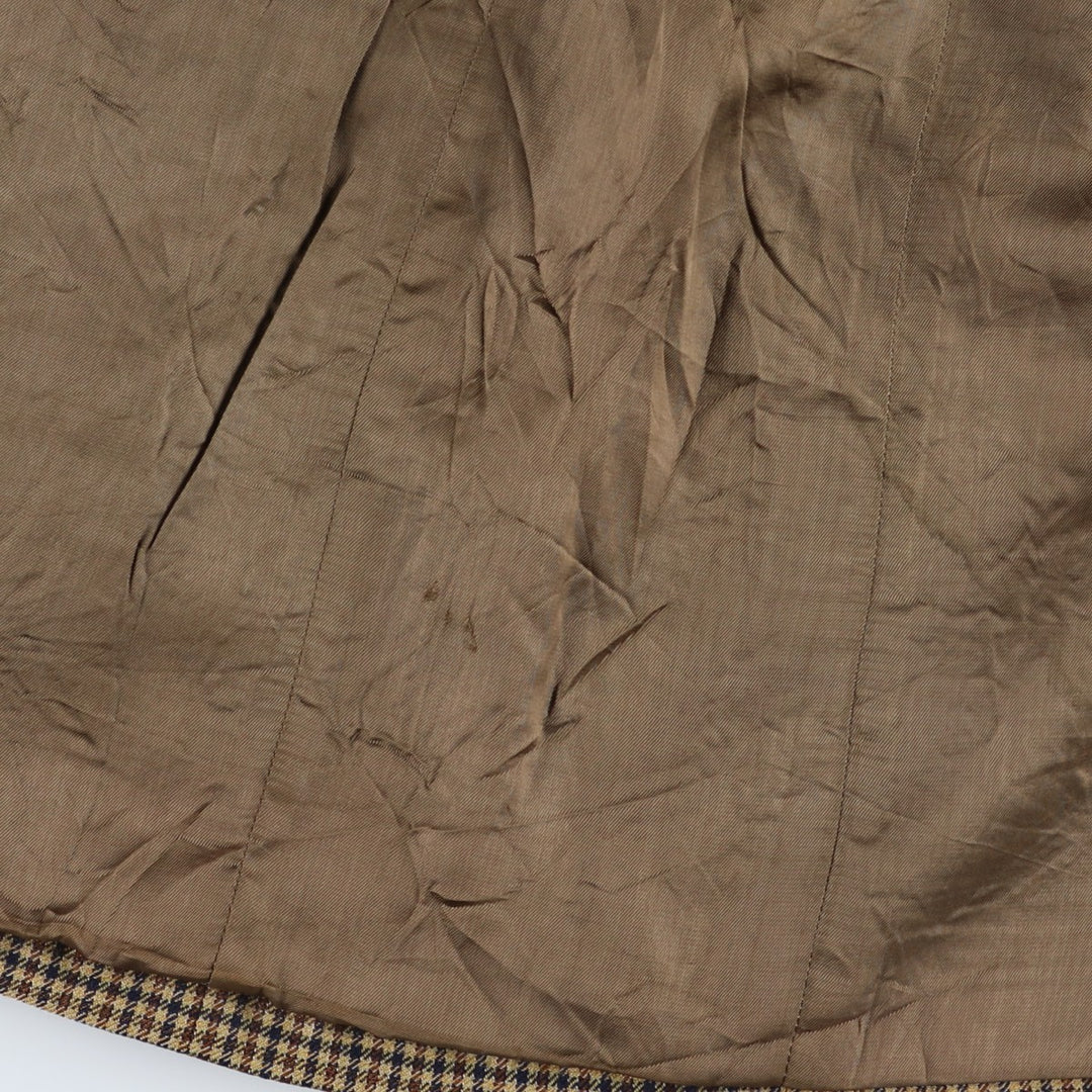Harry Blood Check Pattern Wool Tailored Jacket, Made in Italy, Men's Size M (approx.) wool Beige type Vintage Second Hand