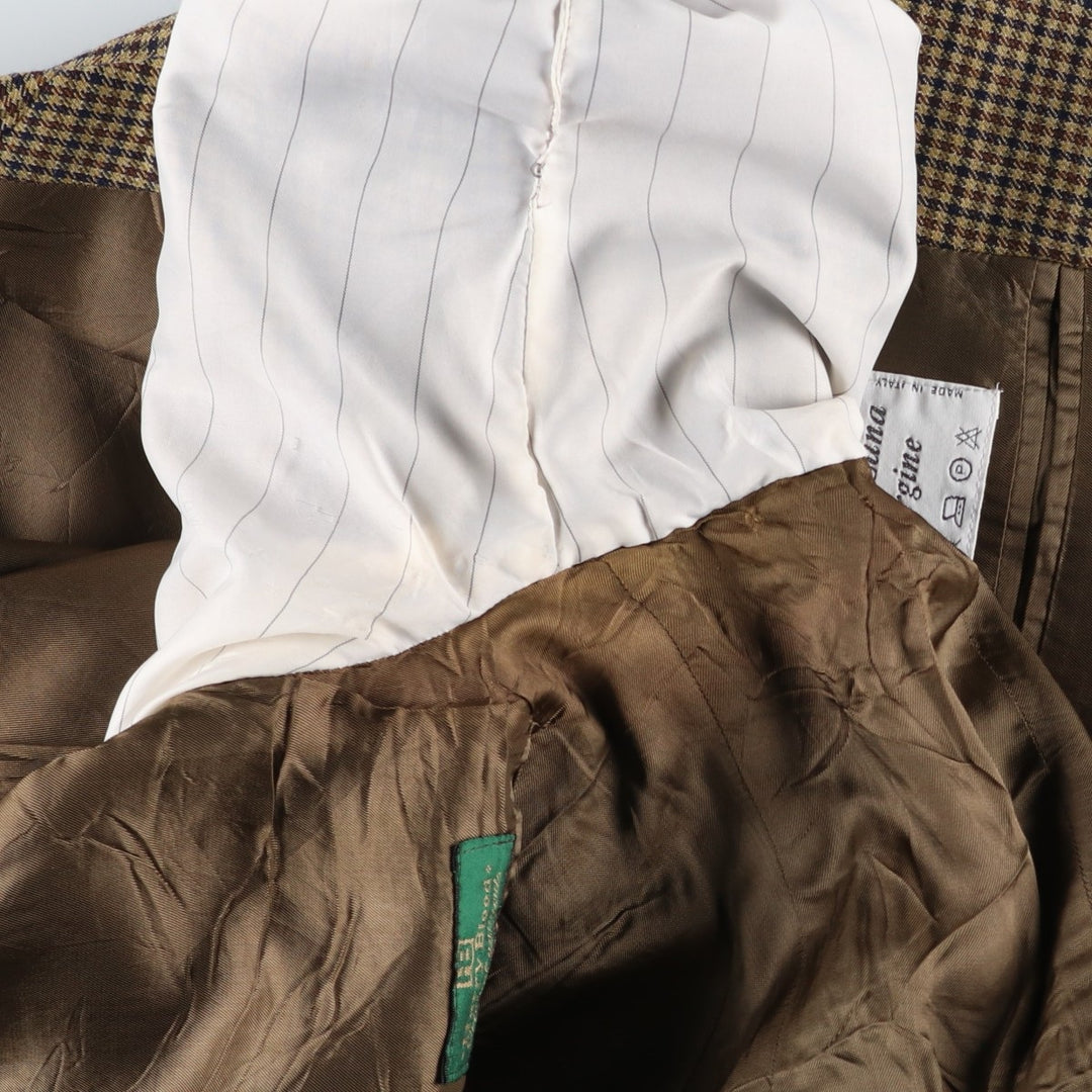 Harry Blood Check Pattern Wool Tailored Jacket, Made in Italy, Men's Size M (approx.) wool Beige type Vintage Second Hand