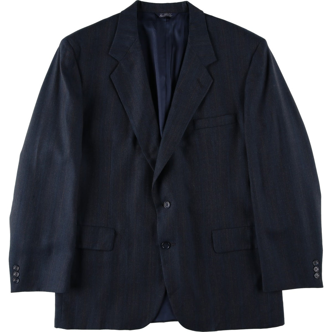 KUPPENHEIMER Stripe Pattern Wool Tailored Jacket, Made in USA, Men's XL equivalent. wool navy blue type Vintage Second Hand