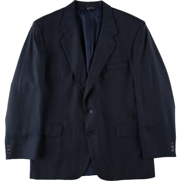 KUPPENHEIMER Stripe Pattern Wool Tailored Jacket, Made in USA, Men's XL equivalent. wool navy blue type Vintage Second Hand