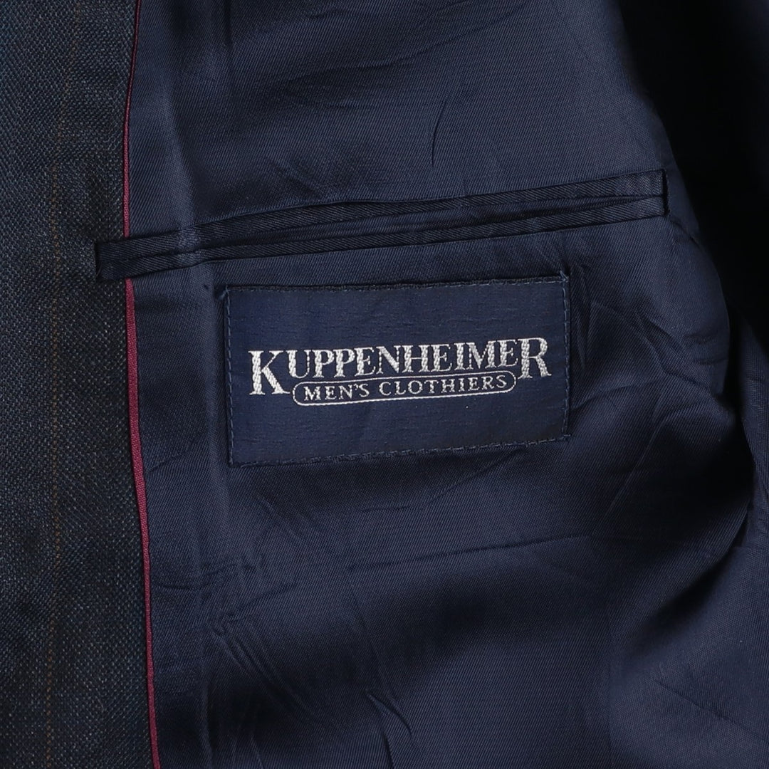 KUPPENHEIMER Stripe Pattern Wool Tailored Jacket, Made in USA, Men's XL equivalent. wool navy blue type Vintage Second Hand