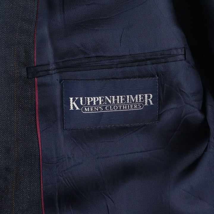 KUPPENHEIMER Stripe Pattern Wool Tailored Jacket, Made in USA, Men's XL equivalent. wool navy blue type Vintage Second Hand