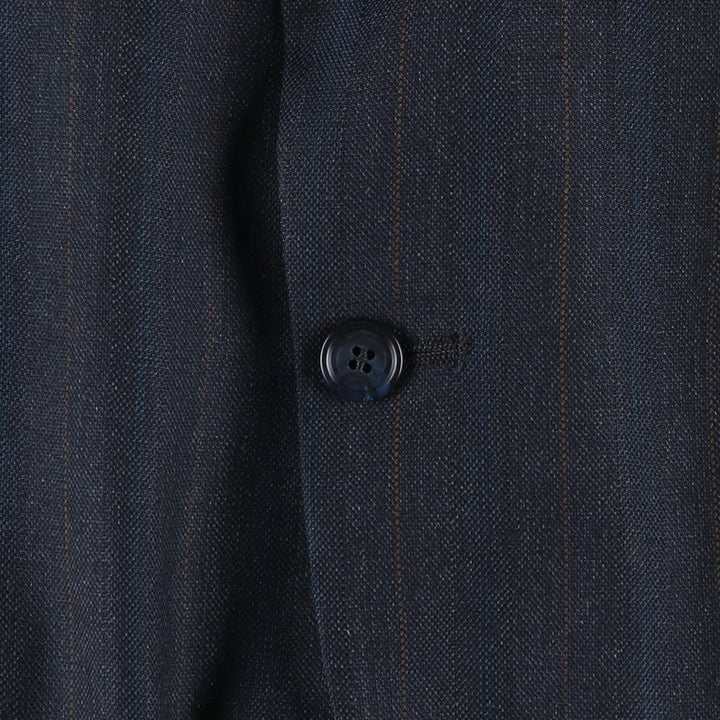 KUPPENHEIMER Stripe Pattern Wool Tailored Jacket, Made in USA, Men's XL equivalent. wool navy blue type Vintage Second Hand