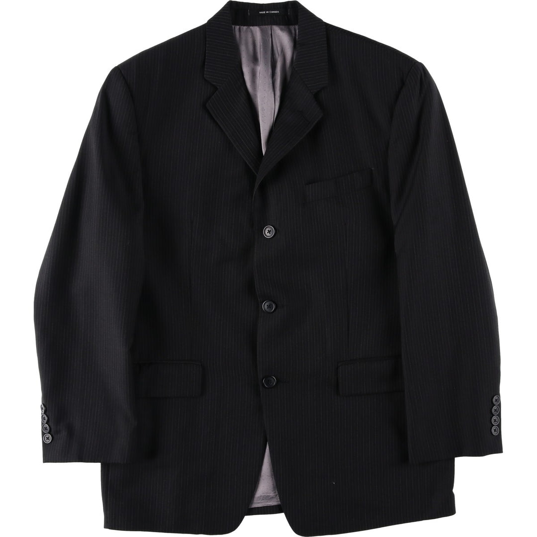 2000s~ Calvin Klein Striped Wool Tailored Jacket, Made in Canada, Men's Size Medium wool black type Vintage Second Hand