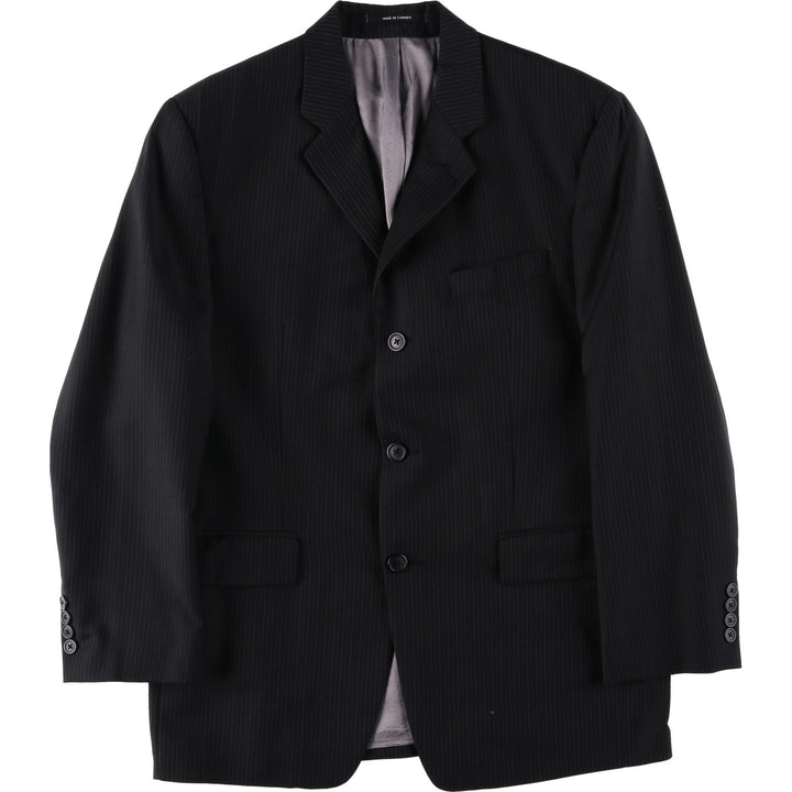 2000s~ Calvin Klein Striped Wool Tailored Jacket, Made in Canada, Men's Size Medium wool black type Vintage Second Hand