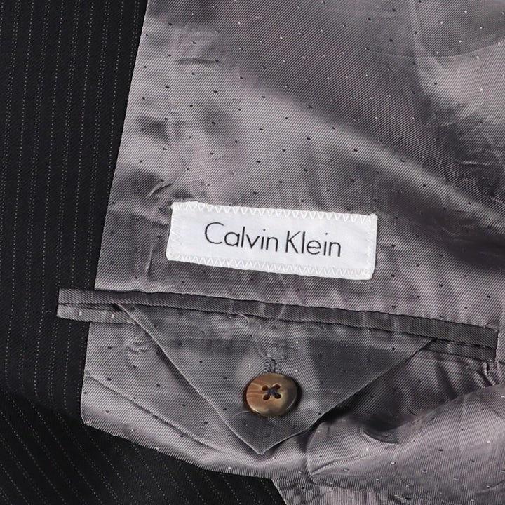 2000s~ Calvin Klein Striped Wool Tailored Jacket, Made in Canada, Men's Size Medium wool black type Vintage Second Hand