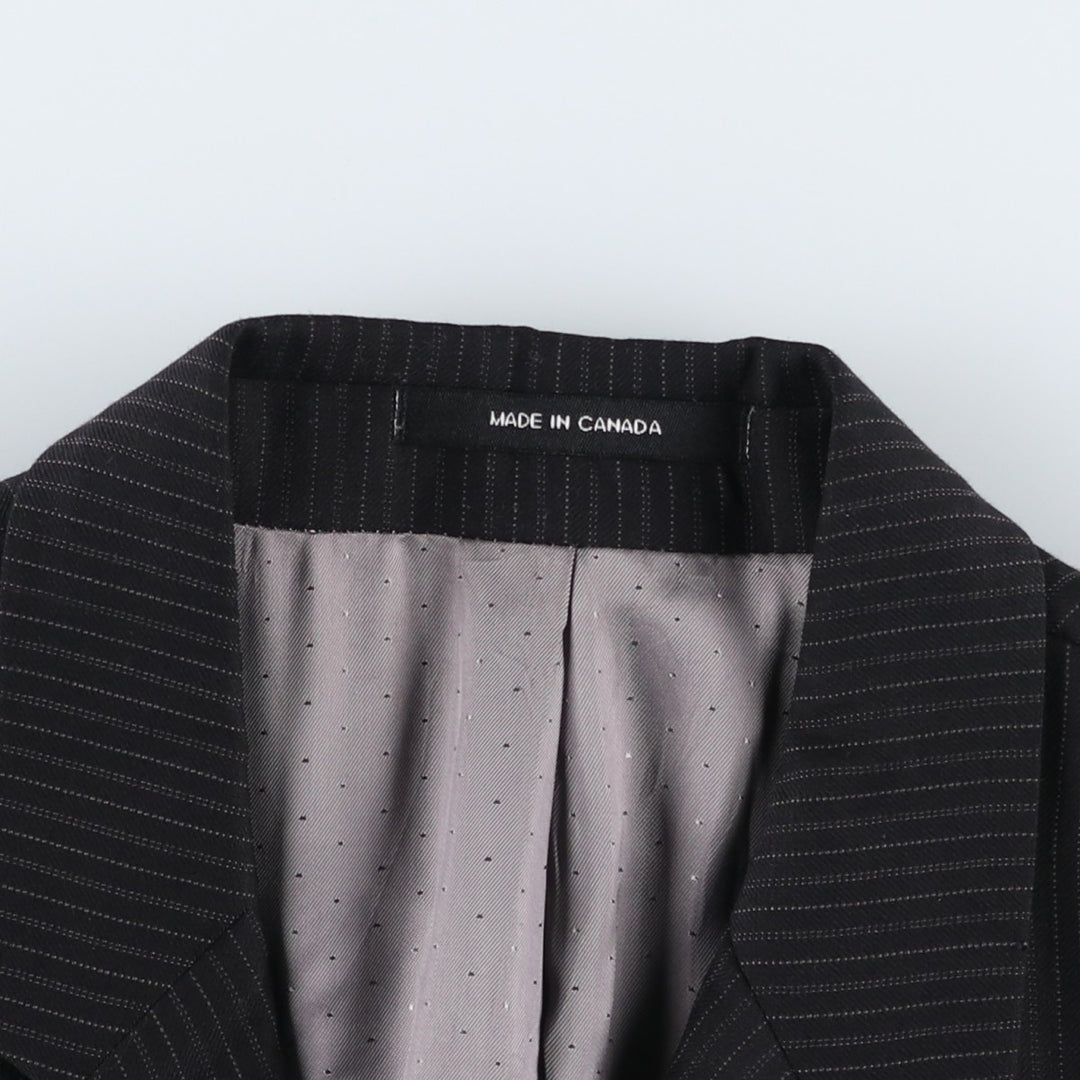 2000s~ Calvin Klein Striped Wool Tailored Jacket, Made in Canada, Men's Size Medium wool black type Vintage Second Hand
