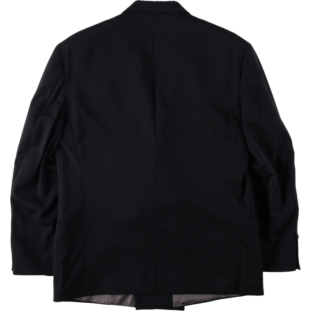 American Couture Double-Breasted Peaked Lapel Wool Tailored Jacket, Made in USA, Men's Size M (approx.) wool black type Vintage Second Hand
