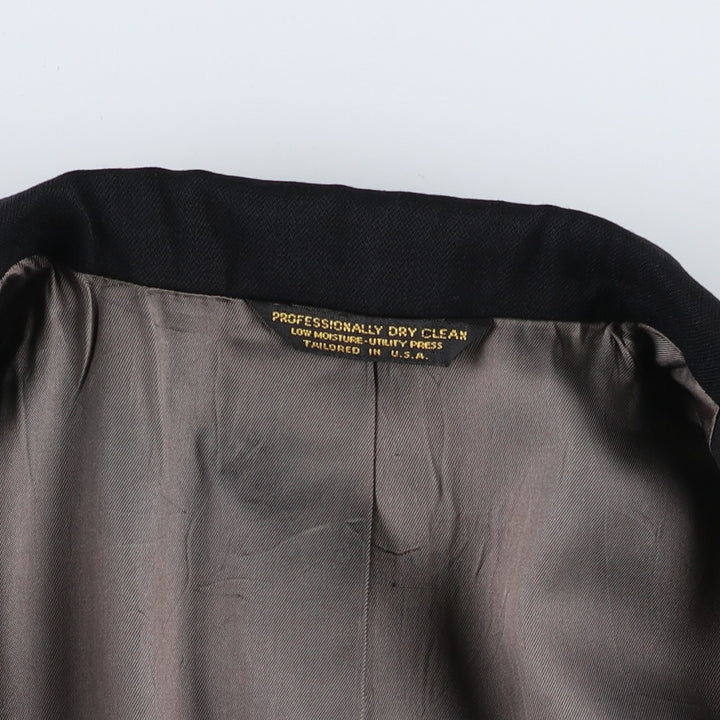 American Couture Double-Breasted Peaked Lapel Wool Tailored Jacket, Made in USA, Men's Size M (approx.) wool black type Vintage Second Hand