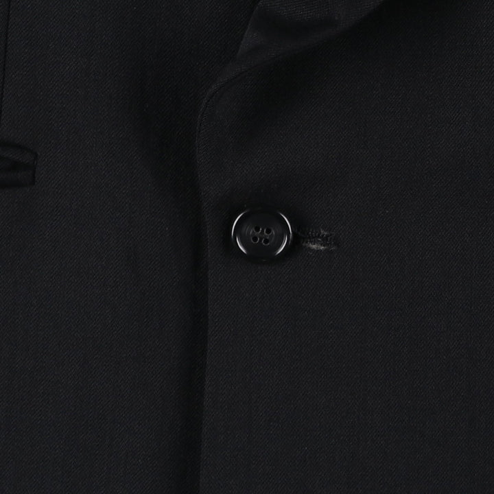 American Couture Double-Breasted Peaked Lapel Wool Tailored Jacket, Made in USA, Men's Size M (approx.) wool black type Vintage Second Hand
