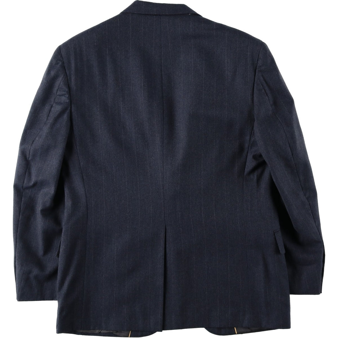 Barrister Stripe Pattern Wool Tailored Jacket, Made in USA, Men's Size S (approx.) wool Charcoal Vintage Second Hand