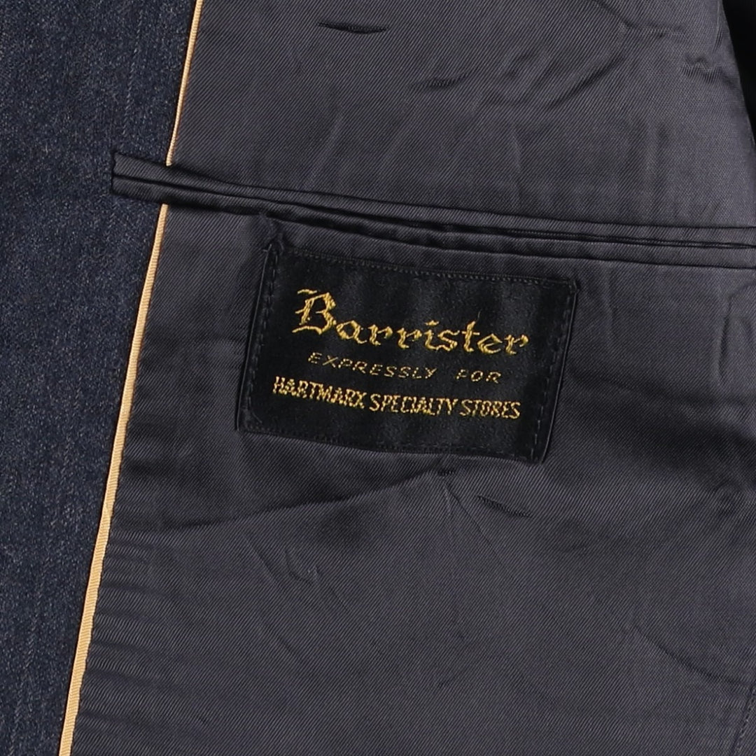 Barrister Stripe Pattern Wool Tailored Jacket, Made in USA, Men's Size S (approx.) wool Charcoal Vintage Second Hand
