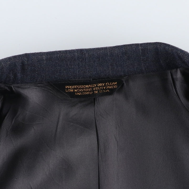 Barrister Stripe Pattern Wool Tailored Jacket, Made in USA, Men's Size S (approx.) wool Charcoal Vintage Second Hand