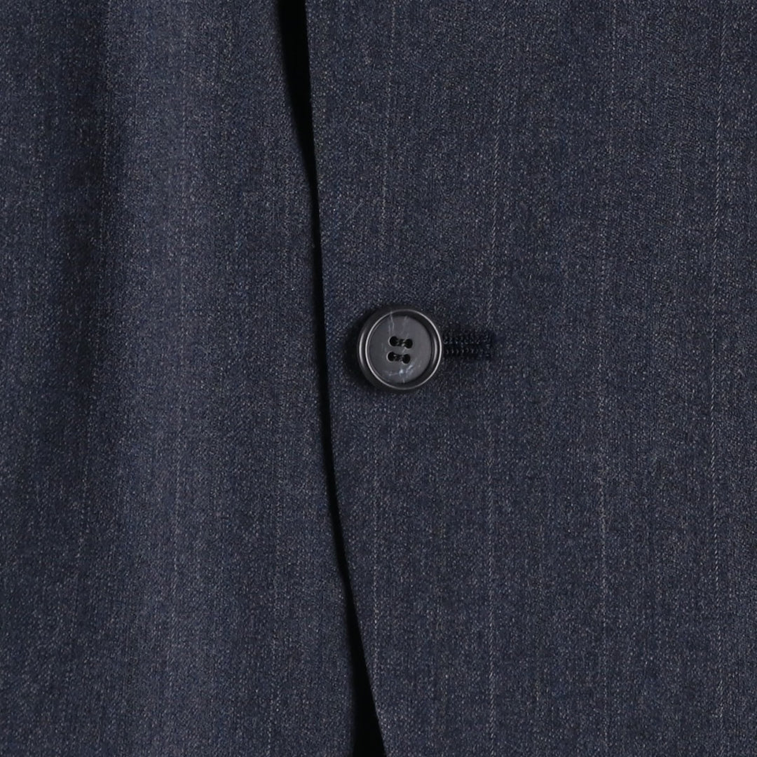 Barrister Stripe Pattern Wool Tailored Jacket, Made in USA, Men's Size S (approx.) wool Charcoal Vintage Second Hand