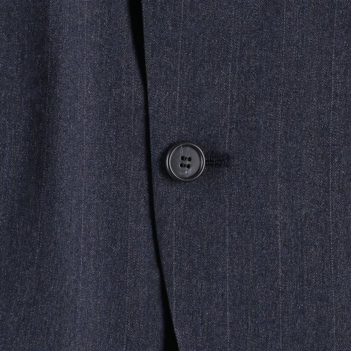 Barrister Stripe Pattern Wool Tailored Jacket, Made in USA, Men's Size S (approx.) wool Charcoal Vintage Second Hand