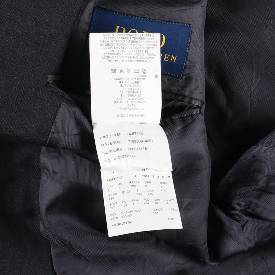 Ralph Lauren POLO RALPH LAUREN wool tailored jacket, men's size XL (approx.) wool navy blue type Vintage Second Hand