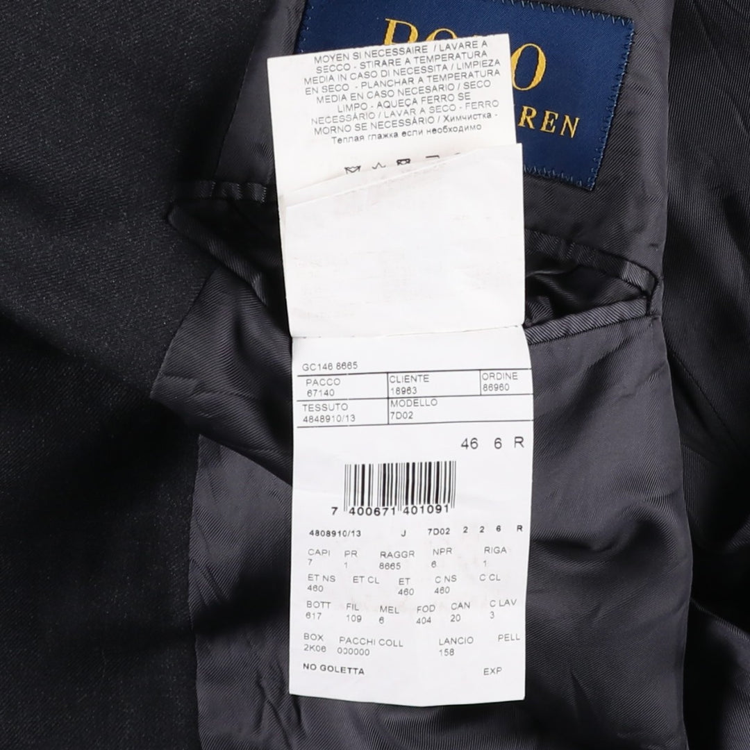 Ralph Lauren POLO RALPH LAUREN wool tailored jacket, men's size XL (approx.) wool navy blue type Vintage Second Hand