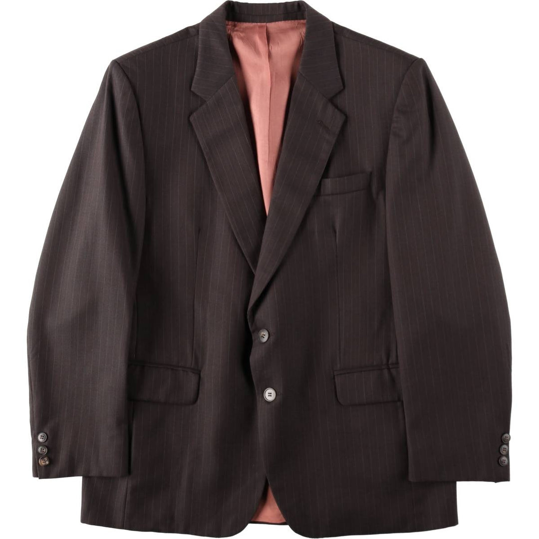JOHN POMER Stripe Pattern Wool Tailored Jacket, Made in Canada, Men's Size M (approx.) wool brown type Vintage Second Hand