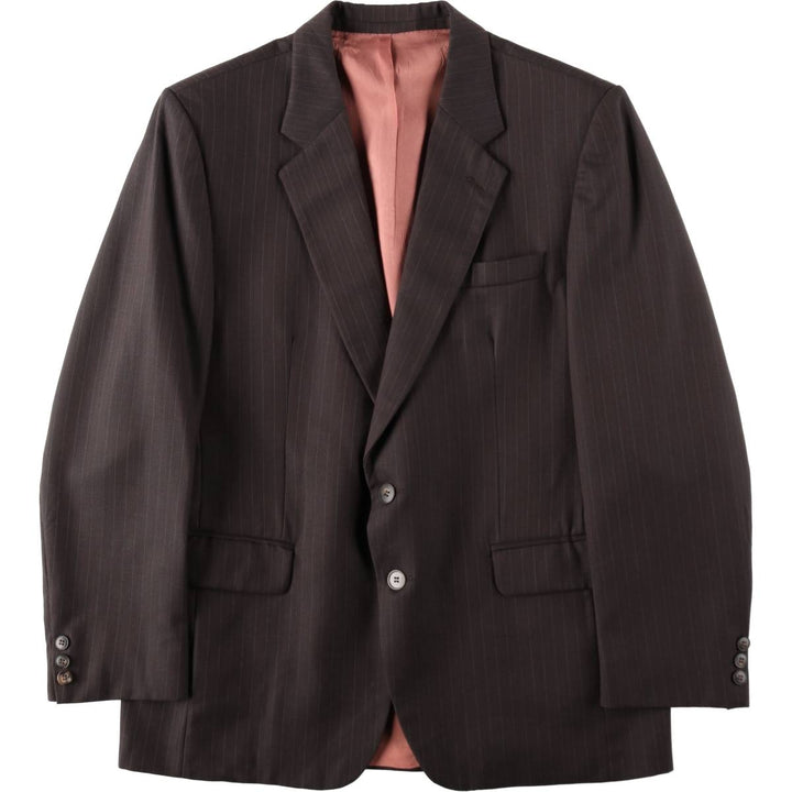 JOHN POMER Stripe Pattern Wool Tailored Jacket, Made in Canada, Men's Size M (approx.) wool brown type Vintage Second Hand