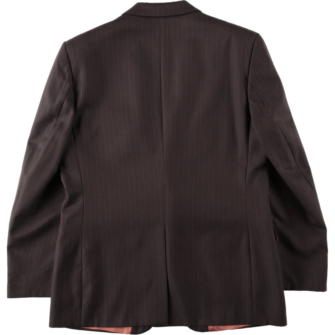 JOHN POMER Stripe Pattern Wool Tailored Jacket, Made in Canada, Men's Size M (approx.) wool brown type Vintage Second Hand
