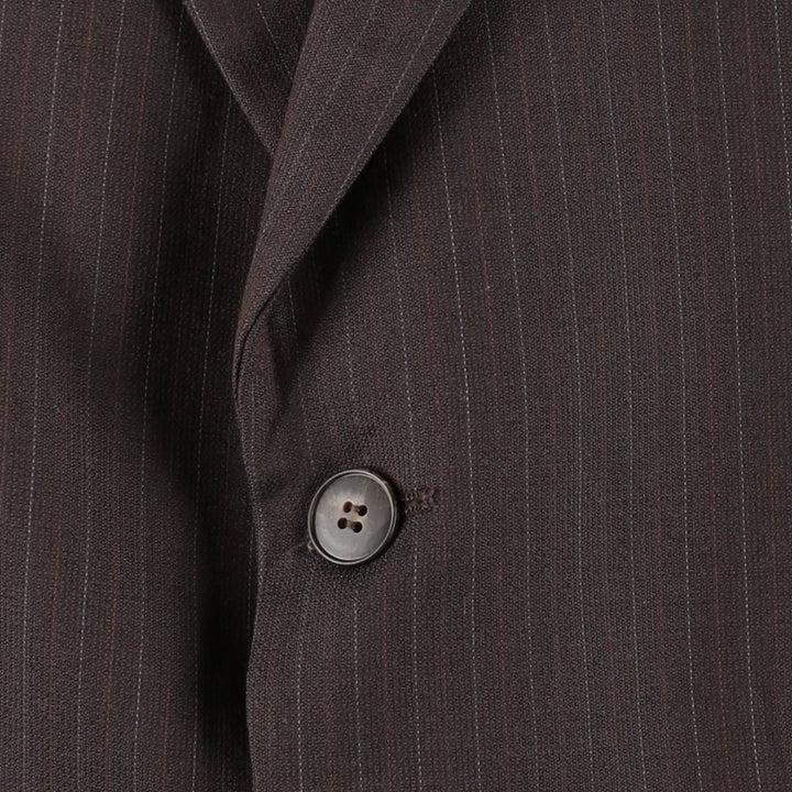 JOHN POMER Stripe Pattern Wool Tailored Jacket, Made in Canada, Men's Size M (approx.) wool brown type Vintage Second Hand