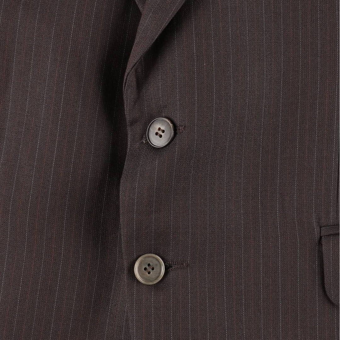 JOHN POMER Stripe Pattern Wool Tailored Jacket, Made in Canada, Men's Size M (approx.) wool brown type Vintage Second Hand