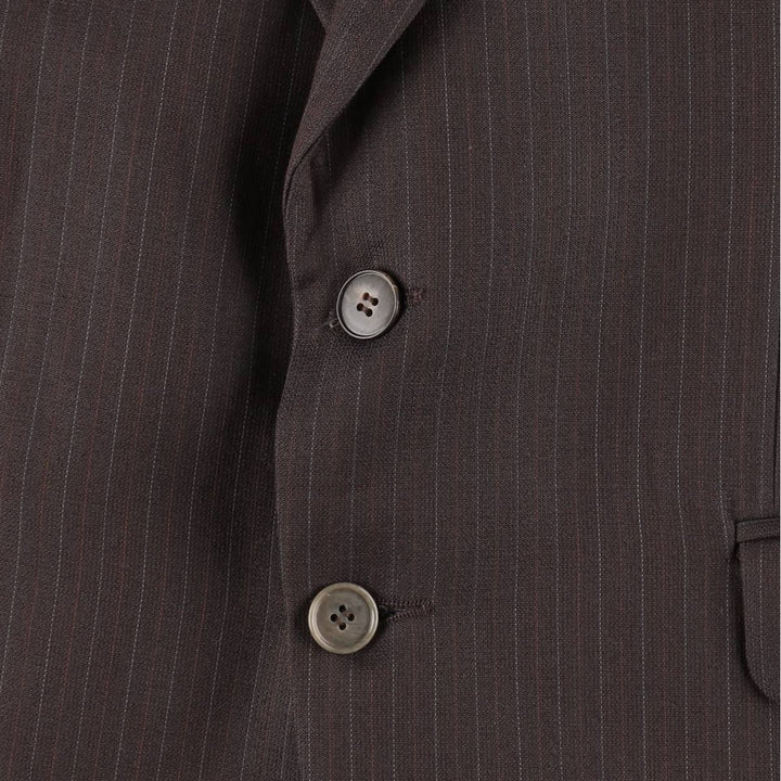 JOHN POMER Stripe Pattern Wool Tailored Jacket, Made in Canada, Men's Size M (approx.) wool brown type Vintage Second Hand