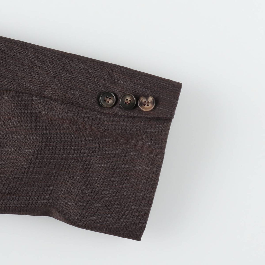 JOHN POMER Stripe Pattern Wool Tailored Jacket, Made in Canada, Men's Size M (approx.) wool brown type Vintage Second Hand