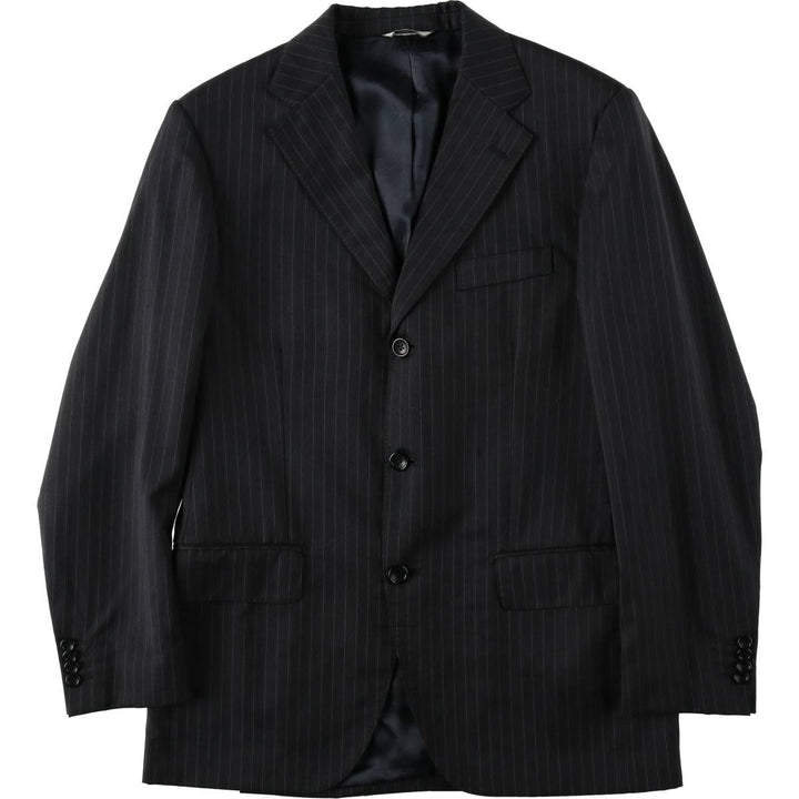 SARTORIA ITALIANA Stripe Pattern Wool Tailored Jacket, Made in Italy, Men's Size M (approx.) wool black type Vintage Second Hand