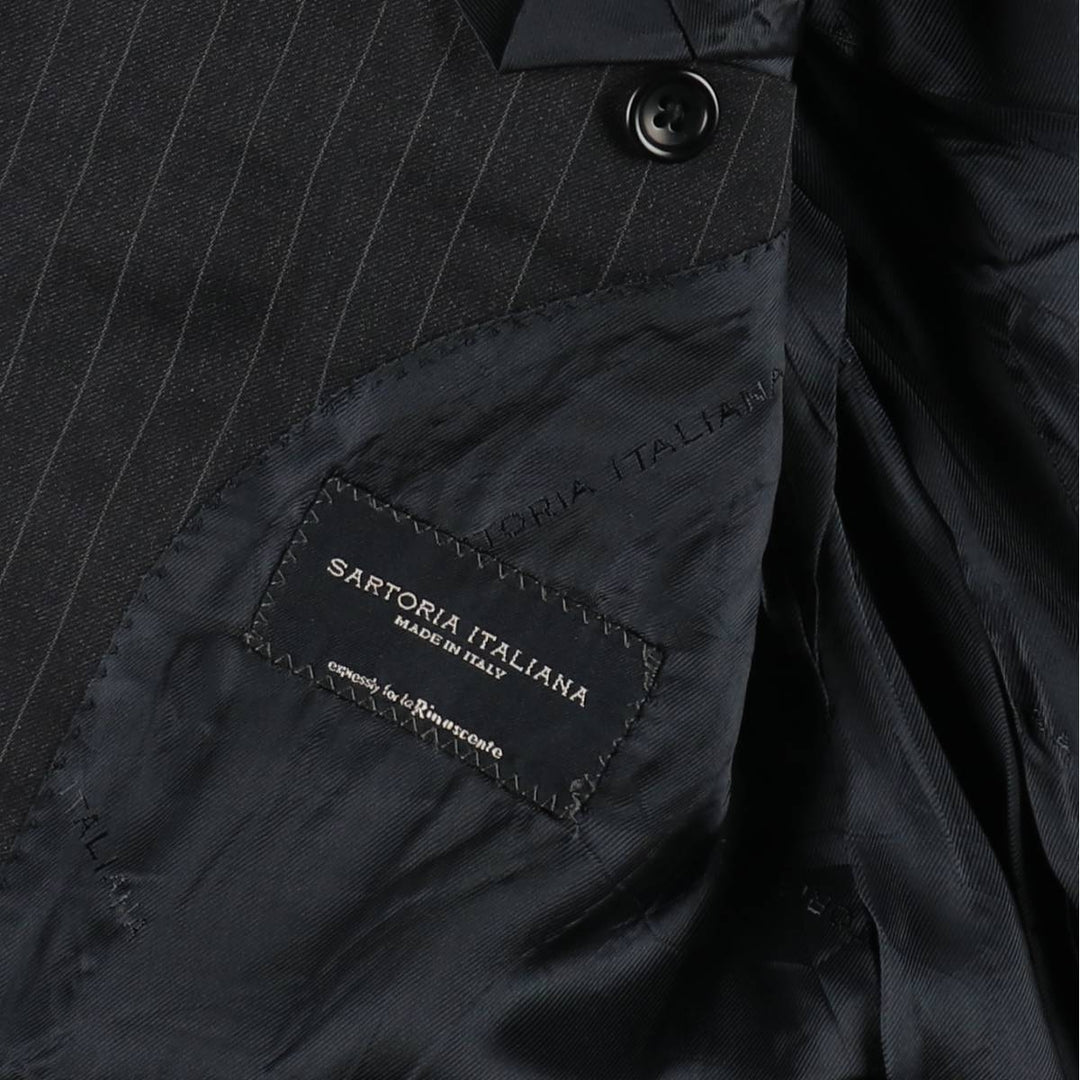 SARTORIA ITALIANA Stripe Pattern Wool Tailored Jacket, Made in Italy, Men's Size M (approx.) wool black type Vintage Second Hand