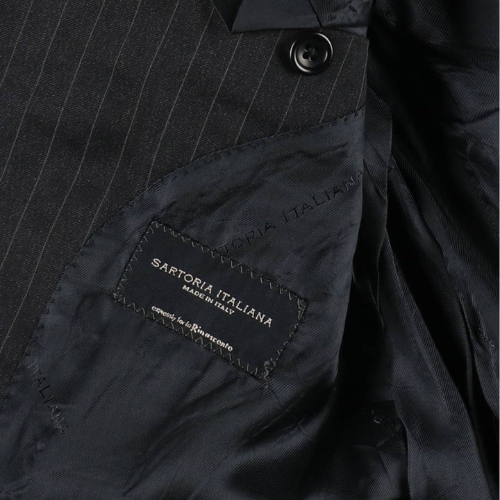 SARTORIA ITALIANA Stripe Pattern Wool Tailored Jacket, Made in Italy, Men's Size M (approx.) wool black type Vintage Second Hand