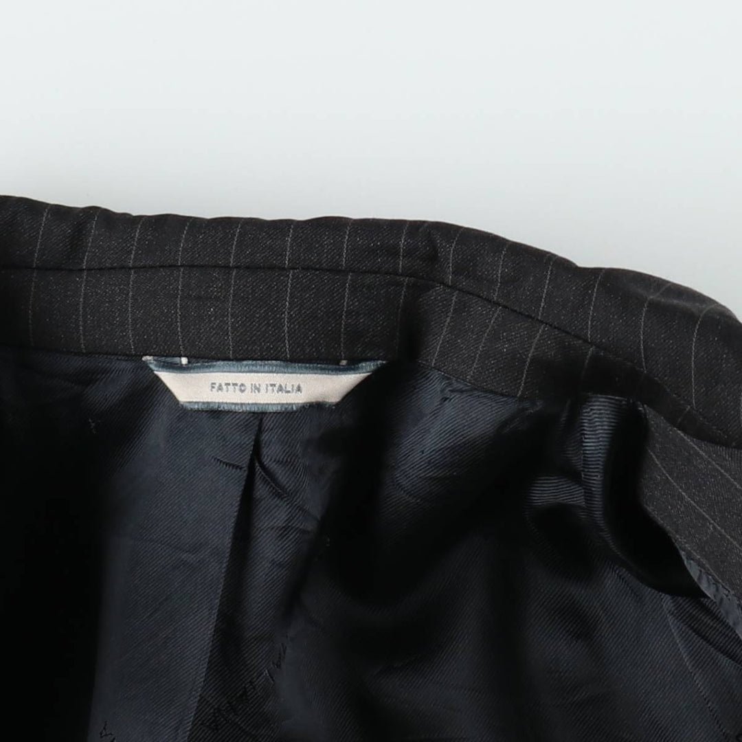SARTORIA ITALIANA Stripe Pattern Wool Tailored Jacket, Made in Italy, Men's Size M (approx.) wool black type Vintage Second Hand