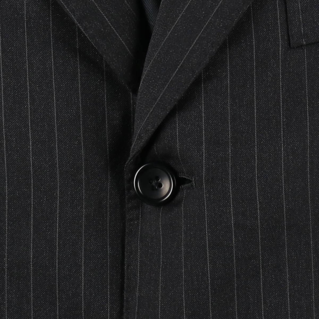 SARTORIA ITALIANA Stripe Pattern Wool Tailored Jacket, Made in Italy, Men's Size M (approx.) wool black type Vintage Second Hand