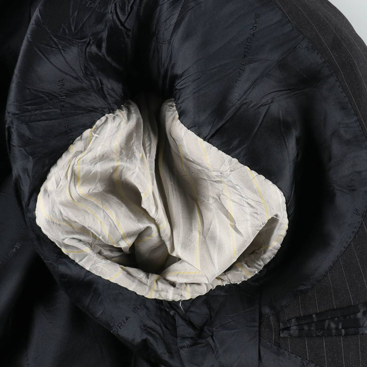 SARTORIA ITALIANA Stripe Pattern Wool Tailored Jacket, Made in Italy, Men's Size M (approx.) wool black type Vintage Second Hand