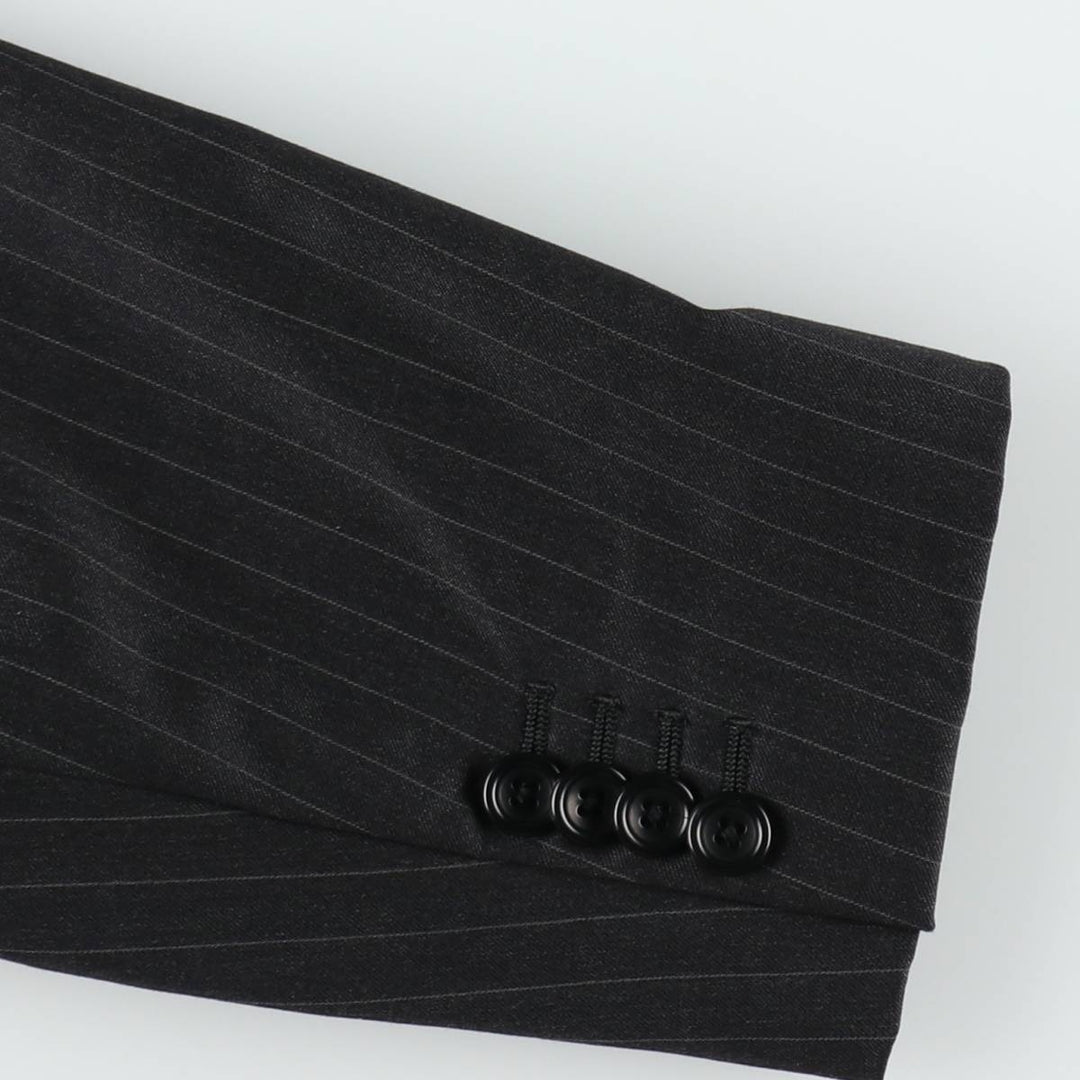 SARTORIA ITALIANA Stripe Pattern Wool Tailored Jacket, Made in Italy, Men's Size M (approx.) wool black type Vintage Second Hand