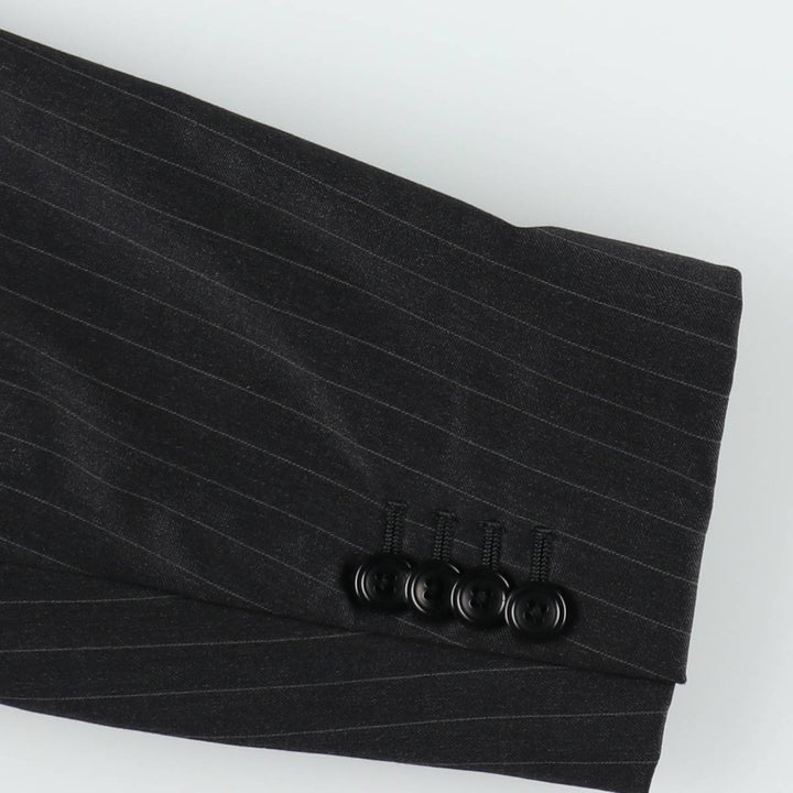 SARTORIA ITALIANA Stripe Pattern Wool Tailored Jacket, Made in Italy, Men's Size M (approx.) wool black type Vintage Second Hand