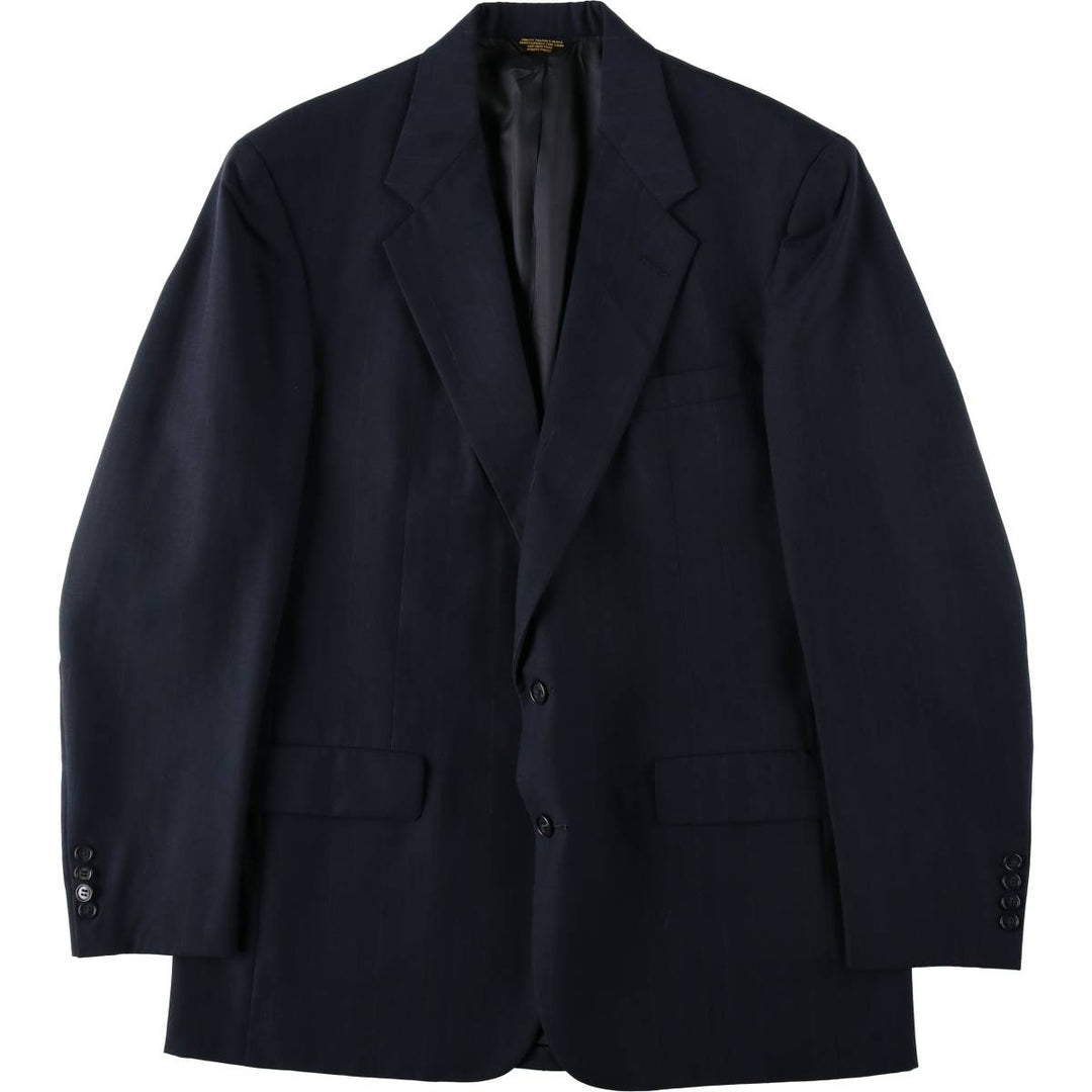 Palm Beach 365 Stripe Pattern Tailored Jacket, Made in USA, Men's Size L (approx.) unclear navy blue type Vintage Second Hand