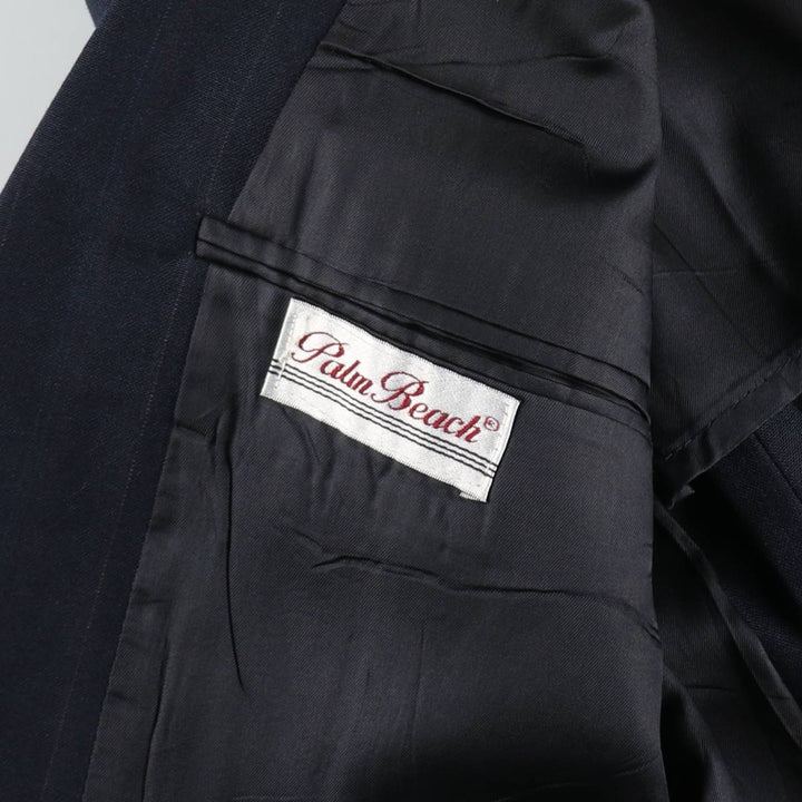 Palm Beach 365 Stripe Pattern Tailored Jacket, Made in USA, Men's Size L (approx.) unclear navy blue type Vintage Second Hand