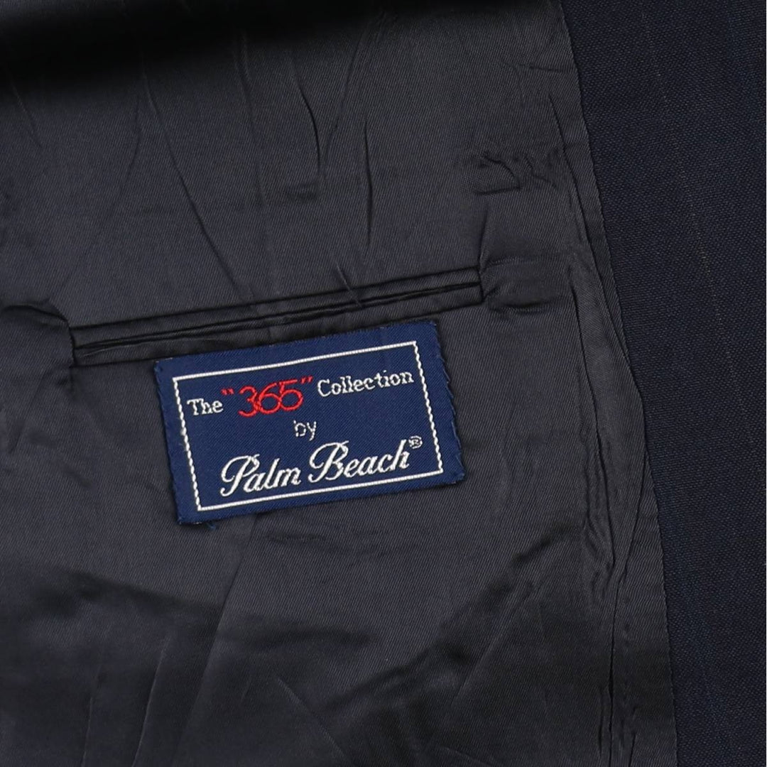 Palm Beach 365 Stripe Pattern Tailored Jacket, Made in USA, Men's Size L (approx.) unclear navy blue type Vintage Second Hand