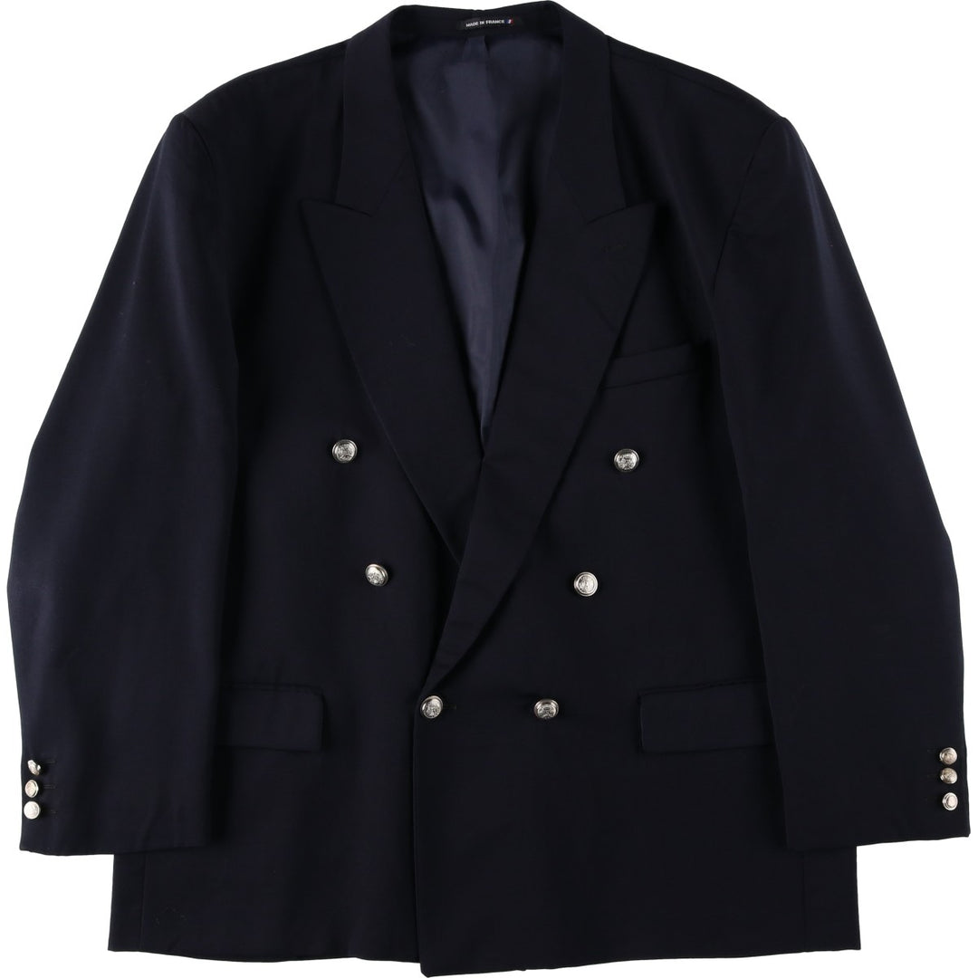 MEYNAL PARIS Double-breasted peaked lapel navy blazer tailored jacket, made in France, men's size XL. wool navy blue type Vintage Second Hand