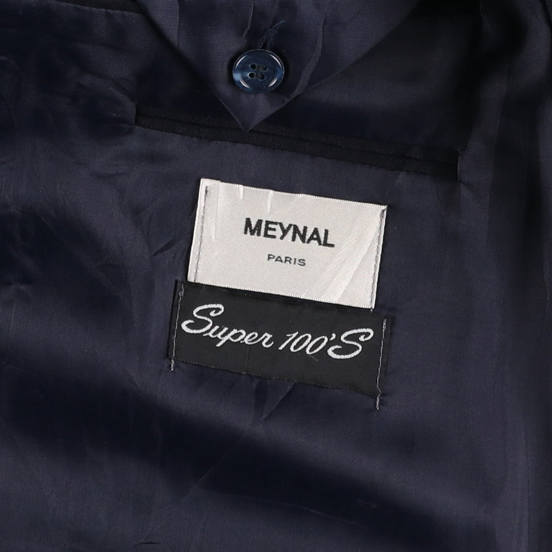 MEYNAL PARIS Double-breasted peaked lapel navy blazer tailored jacket, made in France, men's size XL. wool navy blue type Vintage Second Hand