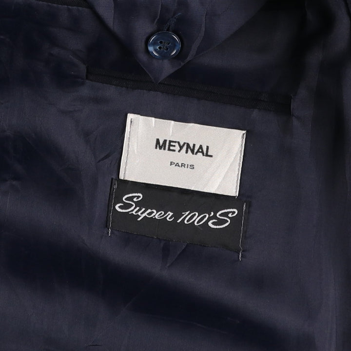 MEYNAL PARIS Double-breasted peaked lapel navy blazer tailored jacket, made in France, men's size XL. wool navy blue type Vintage Second Hand