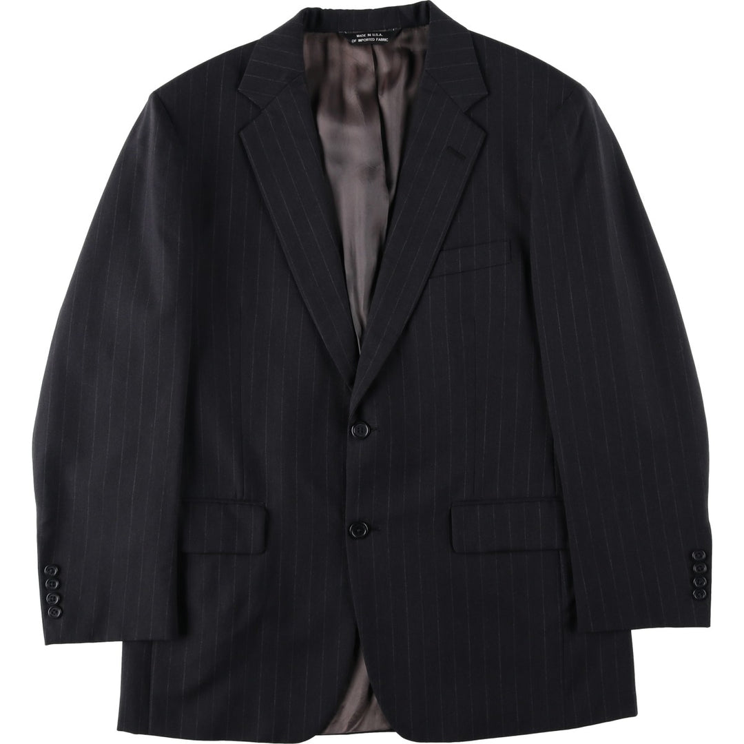 John Mozzo Stripe Pattern Tailored Jacket, Made in USA, Men's Size L (approx.) unclear black type Vintage Second Hand