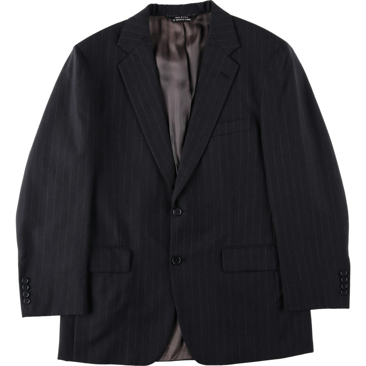 John Mozzo Stripe Pattern Tailored Jacket, Made in USA, Men's Size L (approx.) unclear black type Vintage Second Hand