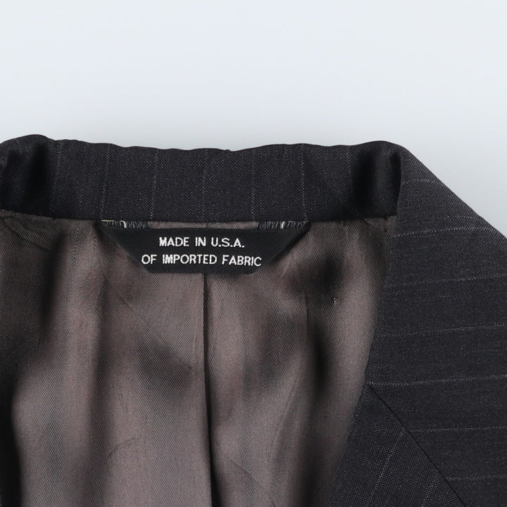 John Mozzo Stripe Pattern Tailored Jacket, Made in USA, Men's Size L (approx.) unclear black type Vintage Second Hand